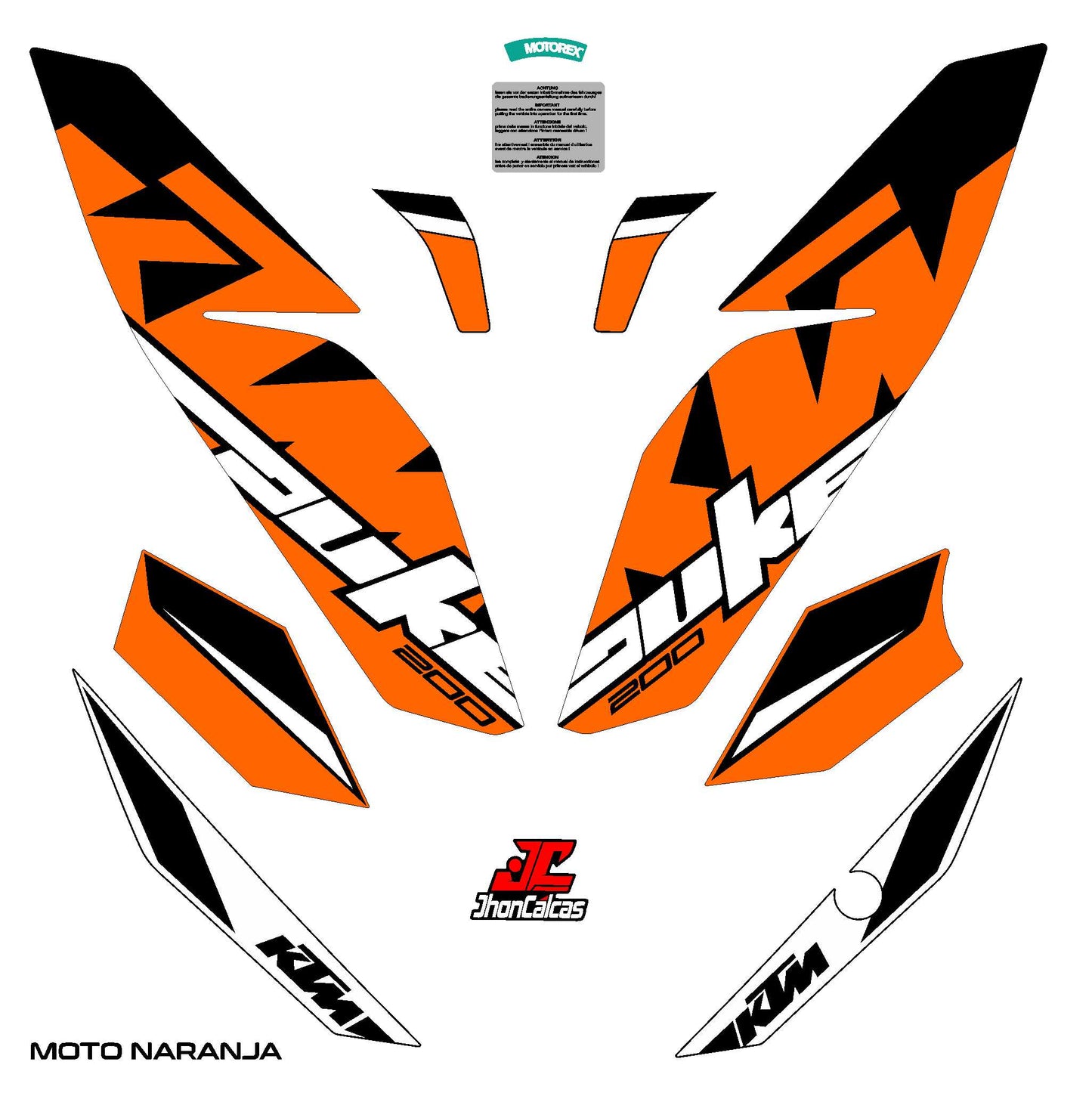 CALCAS DUKE 200 REF 001 MOTO NARANJA