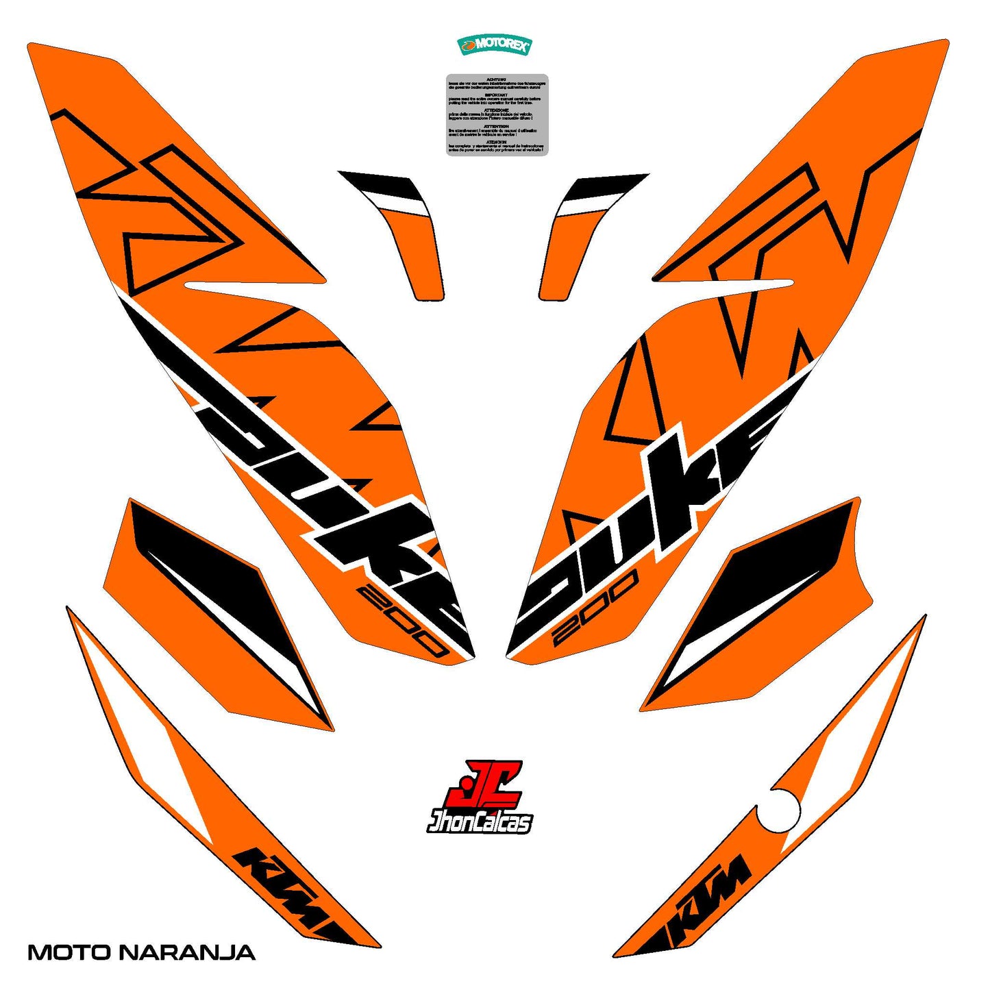 CALCAS DUKE 200 REF 001 MOTO NARANJA