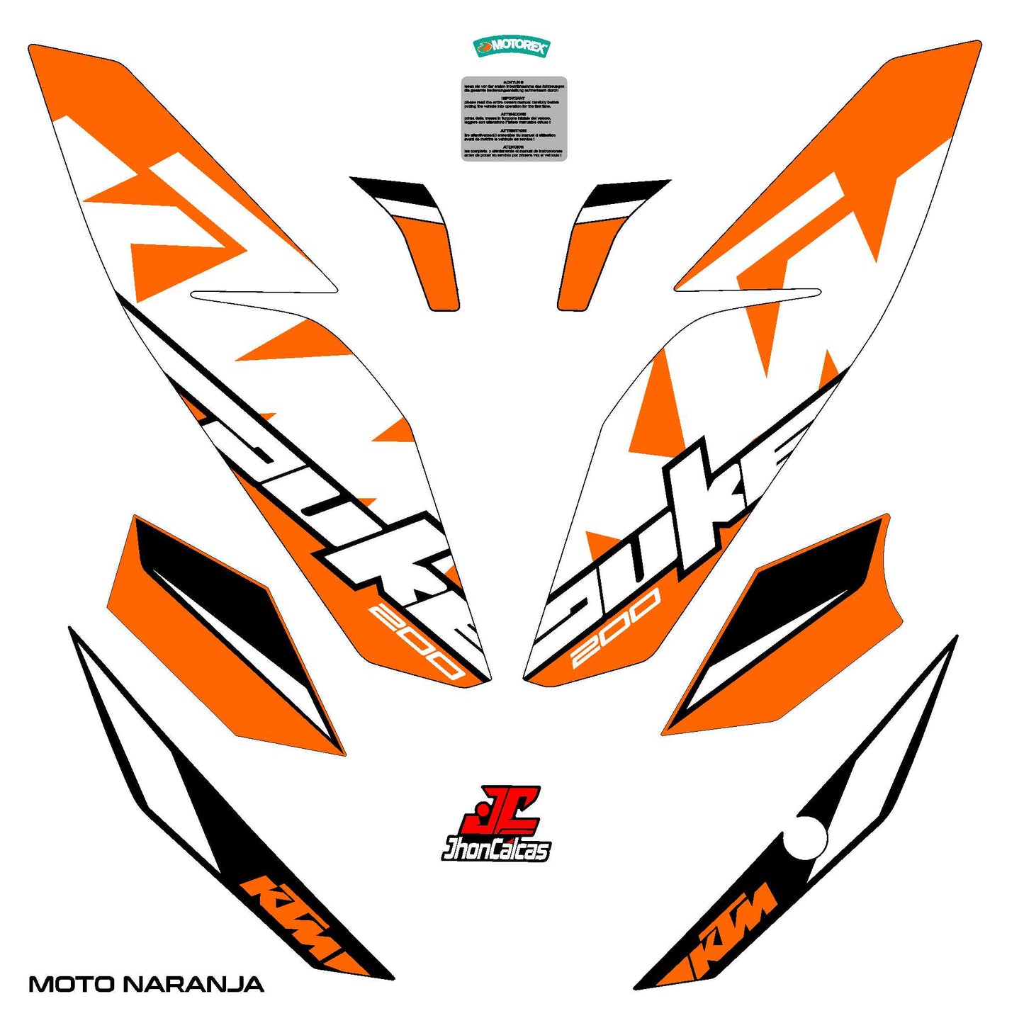 CALCAS DUKE 200 REF 001 MOTO NARANJA
