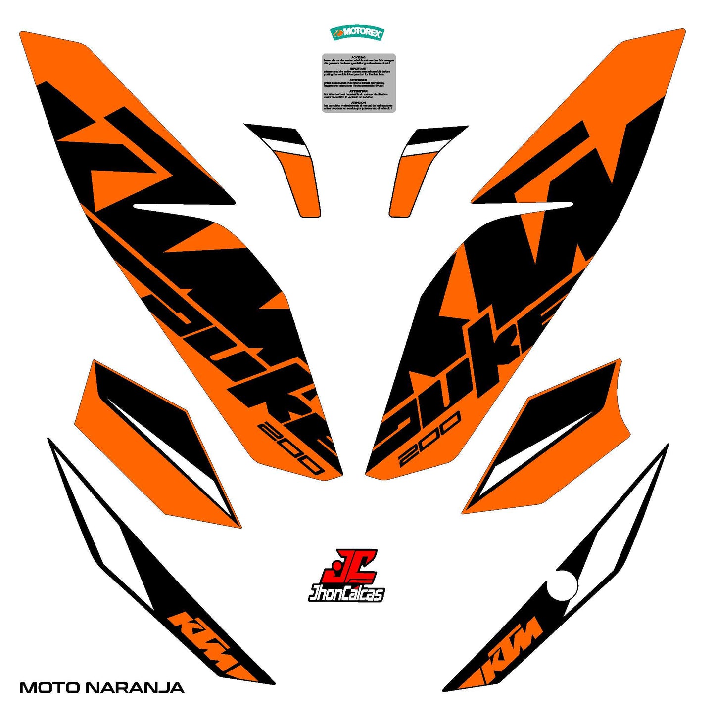 CALCAS DUKE 200 REF 001 MOTO NARANJA