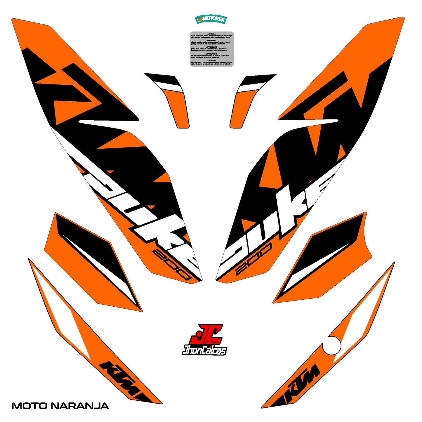 CALCAS DUKE 200 REF 001 MOTO NARANJA