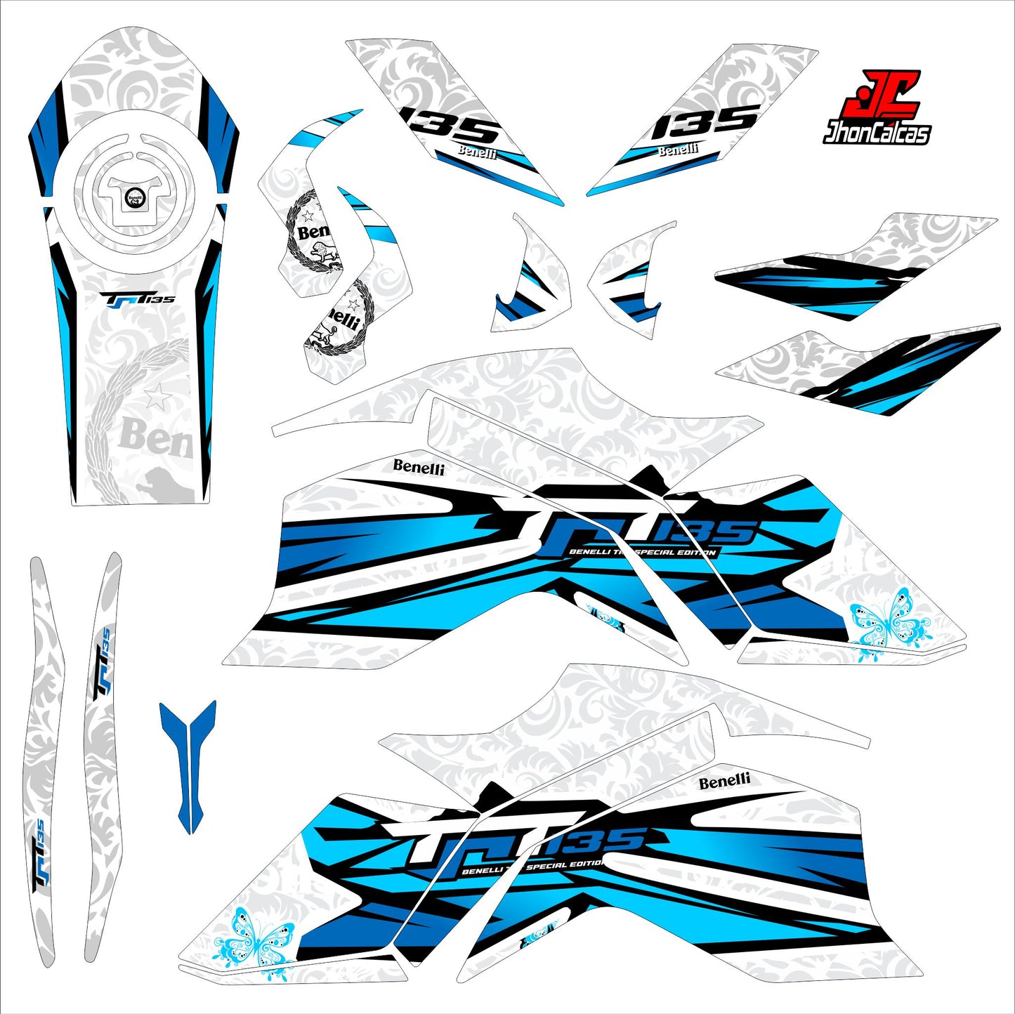 KIT PERSONALIZADO BENELLI 135 MOTO BLANCA